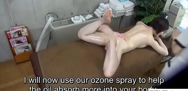  Pale Japanese milf prone oil massage with Subtitles